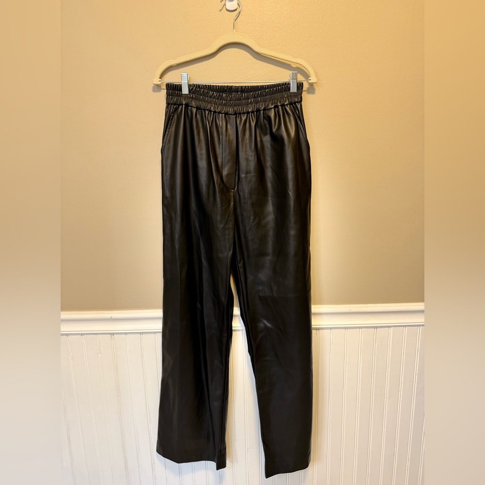 Aqua Black Faux Leather Pants